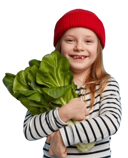 little girl with lettuce